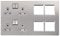 Schneider Electric GU34204DMPWSS Ultimate Screwless Flat Plate, Double Pole, Combination Media Plate, Stainless Steel with White Insert, Switched 4 Gang Power Socket