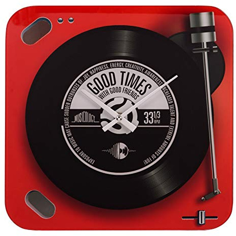 Widdop Musicology Red Record Player Wall Clock - 30cm