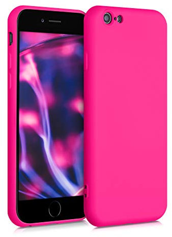 kwmobile Carcasa Compatible con Apple iPhone 6 / 6S Funda de Silicona - Flexible con Interior de Microfibra - Suave Protector antigolpes - Rosa neón