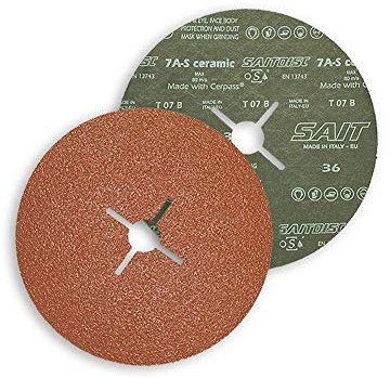 Sait 77173 SAITDISC 7A - Dischi in fibra di vetro, 125 mm x 22 mm, grana 60, 200 pezzi