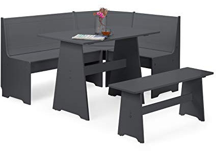 Julian Bowen Anthracite Wood Newport Corner Dining Set with Storage Bench