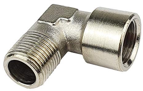 90° - Einschraubwinkel G 1/4 Innengewinde - R 1/4 Außengewinde 16 bar Gewindefitting Messing vernickelt Verbindungsstück Fitting