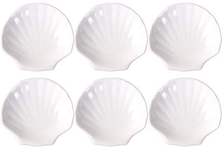 Angoily 6 Unidades de de Cerámica para Servir Vieiras con Forma de Concha de Mar Platos de Postre Ensalada Seca Platos para Servir para Frutas Ensalada Sushi Aperitivo