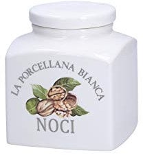 La Porcellana Bianca - Barattolo Deco Noci in Gift Box - Conserva, Barattoli e Contenitori - Barattoli Cucina - Porcellana - 500 CC; 9,5x9,5xh11,5 cm