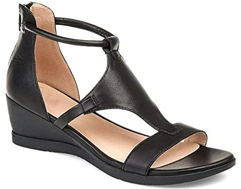 M-TOP Sandale Compensee Femme Cuir PU Nu Pieds Été À Talon Compensé Plateforme Sandales Compensées, Chaussures D'été, Confortable, Plat Chaussure Fermeture Eclair