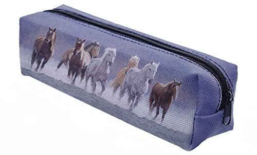 Mäppchen Federtasche Schlamperbox Federmäppchen Schüleretui Stiftemappe Horses [008]