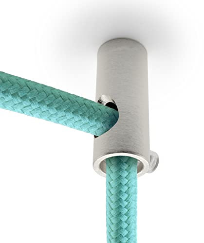 AMARCORDS - 2 Aluminium Deckenpins vertikale Dezentralisatoren und Kabelschellen mit sichtbarer Kabelverstellung Für vertikale Drop-Down-Lampen und -Abhängungen. Farbe SILBER