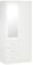 HOMCOM Modern Mirror Wardrobe 2 Door Storage Cupboards Home Storage Organisation Furniture with Adjustable Shelf, Hanging Rail and 3 Drawers, 180cm, White
