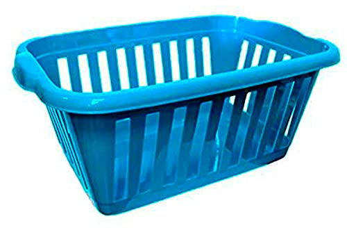 Acan Tradineur - Cesta para la ropa rectangular, Pongo todo de plástico ,Cesta colada multicolor, Disponible 6 colores Para elegir que te más preferida (Azul)