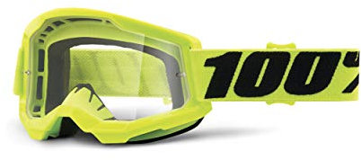 100% MÁSCARAS Strata 2 Goggle Fluo/Yellow - Clear Lens, Unisex, Erwachsene, Fluo/Gelb, Standard