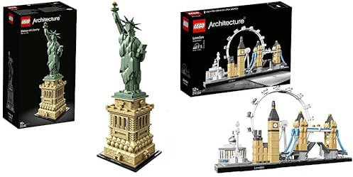 LEGO 21042 Architecture Freiheitsstatue, Modell zum Bauen, New York Souvenir, Geschenkidee für Kinder und Erwachsene & Architecture 21034 - London Skyline Collection Set