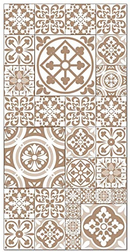 Panorama Vinylteppich - Modell Hydraulic Fliesen Talavera Braun 80x200 cm - Verschiedene Größen - Deko Küche, Läufer und Outdoor