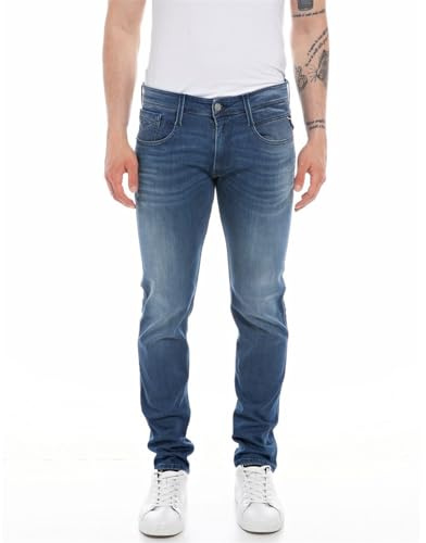 REPLAY Herren Jeans Anbass Slim-Fit mit Power Stretch, Medium Blue 009-3 (Blau), 36W / 32L