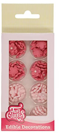 FunCakes Zucker Dekorationen Rosa Blüten: Gebrauchsfertig für Tortendekoration, Perfekt für Cupcakes, Muffins und mehr, Edible Decorations Blossoms - Set/64