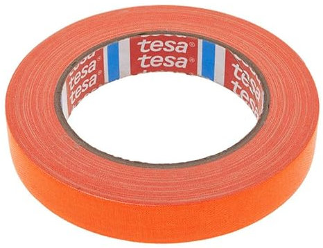 Tesa 4671 - Gaffer-Gewebeband - Beschichtetes PE-Gewebe, hohe Dicke, für Innen- und Außenbereiche, sehr klebend - für Kunst und Darstellungen, Beschilderung - 19 mm x 25 m (Neonorange)