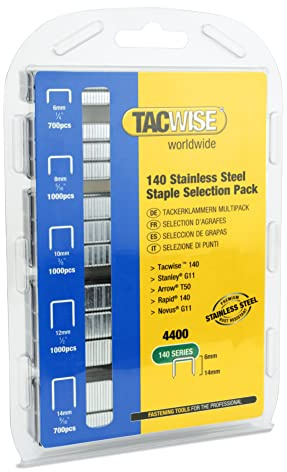 Tacwise 1341 Stainless Steel Staples 140/6-14 mm, Pack of 4400 | Selection Pack