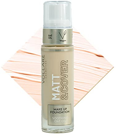 Vollare Cosmetics | Make Up Foundation | Flüssig & Langanhaltend | 24h Haftung | Vegane Naturkosmetik mit Pumpe (01 Fresh Milk)