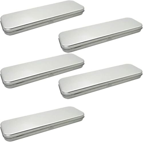 LATRAT 5 x Metall-Stifte-Etui, rechteckige Metalldosen, leere Blechbox, Klappbare Blechdose Schulbedarf Stifthalter Make-Up Pinsel Veranstalter
