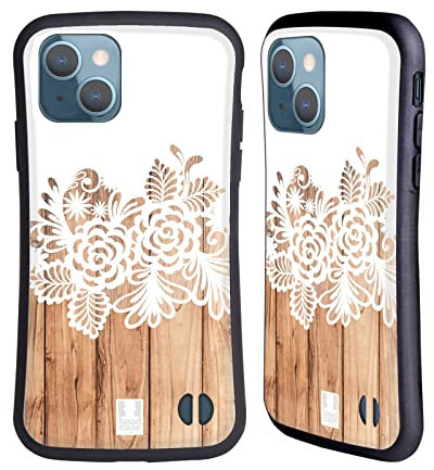 Head Case Designs Rosa Bianca Motivi Eleganti Cover Ibrida Compatibile con Apple iPhone 13