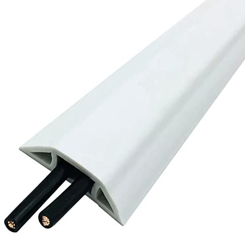 OURECO Floor Cable Cover Carpet Office Practical Soft Pvc Floor Cord Management, Self-Adhesive Easy To Cut, Ideal Extension Cord Cover To Protect Wires On Floor/White/5M