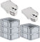 PROREGAL SuperSparSet 5x Eurobox NextGen Economy mit Scharnierdeckel & schwarzen Verschlüssen | Griffe geschlossen | HxBxT 17x30x40cm | 16 Liter | Eurobehälter Transportbox Transportbehälter