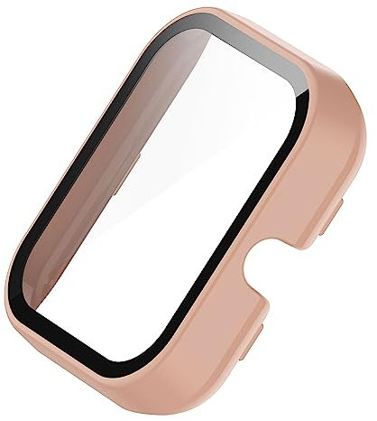 Hiseus Funda Protectora Compatible con Amazfit Bip 3 / Bip 3 Pro Case Rígida, Funda Protectora de PC con Protector de Pantalla Funda Rígida de Alta Sensibilidad Resistente a los Arañazos (Rosa)