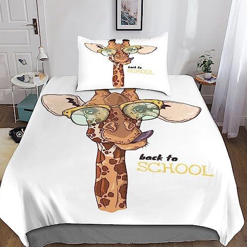 SUCREVEN Pig Bird Cat Fox Duvet Cover 3D Cartoon Bedding Set Microfiber Quilt Cover with Zipper Closure Easy Care Bed Linen Soft Cosy for Kids Teens Adults Comforter Cover 2PCs Single(135x200cm)