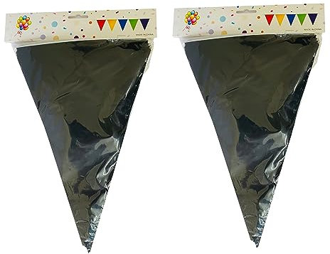 Bunting Banner 9 Meter 20 Flags Black Polyester Pennant Banners Bunting Triangle Flags Outdoor Water Proof Bunting Flags for Baby Shower Wedding Festival Party Decorations 3 Pack.