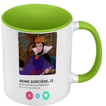 Premium Quality Colour Mug Green – Witch Queen Snow White Social Network Dredge Parody – Mug with Handle and Coloured Interior
