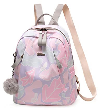 NICOLE & DORIS Casual Rucksack Galaxie Rucksack Schulrucksack Leichtgewicht Rucksacktasche Damen Tagesrucksack Casual Daypack mit Bommel Rosa