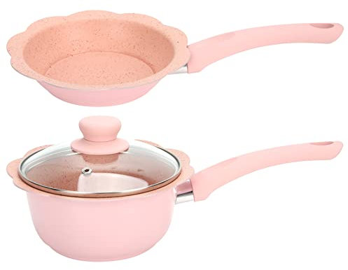 Juego De Ollas Y Sartenes Antiadherente Rosa, 2 Piezas Ollas De Cocina Juego De Utensilios De Cocina De Cerámica Juego De Cocina Multifunción Juego De Cacerolas Para Cocinar Alimentos Para Bebés