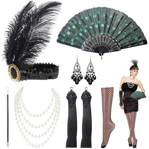 Forhome 20er Jahre Accessoires 8 Stück Gatsby Accessoires Damen 20er Jahre Kostüm Damen 1920er Accessoires Damen Für Karneval Halloween Weihnachten Neujahr Flapper Party