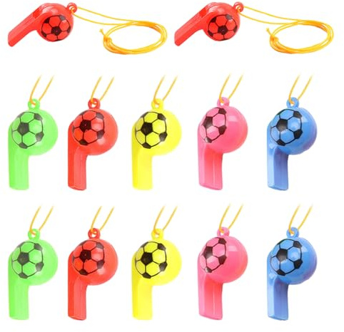 NyxSeat 12 Stück Fußballpfeife, Kunststoffpfeife, Pfeifenspielzeug Für Kinder, Spielzeugpfeife, Sportpfeife, Fußballpfeife, Kindertraining, Sportpfeife Mit Umhängeband (Zufällige Farbe)