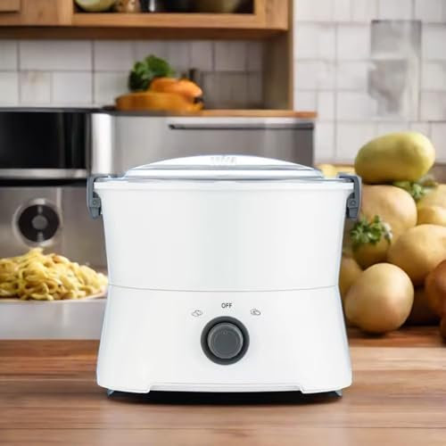 Potato Rumbler Peeler Machine, Electric Potato Peeler Machine with Transparent Lid, 800g Capacity, 1-Touch Operation, Rotary Safety Lock, Saves Time and Effort, for Home Kitchen Restaurant