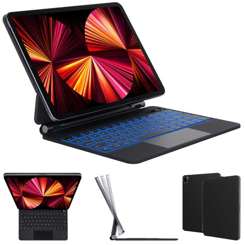 LAMA Magnetic Keyboard Case for iPad Air 11 inch(M2) 2024 & iPad Pro 11(4th/3rd/2nd/1st Gen),Magic Keyboard Case for Air 5th/4th Gen 10.9, 7 Colors Backlit, Multi-Touch Trackpad, Floating Stand,B