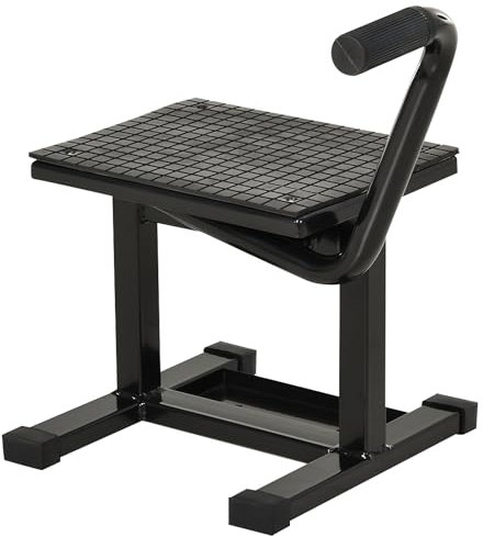 DURHAND Cavalletto Alzamoto in Acciaio per Moto Max 150kg, Cavalletto per Moto con Superficie in Gomma e Manovella, 48x34x43 cm, Nero