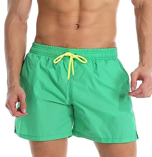 Herren Shorts Sport Einfarbige, große Sport-Freizeitshorts für Herren, schnell trocknende, atmungsaktive Herren-Strandbekleidung Herren Shorts Lockere (Green, XS)