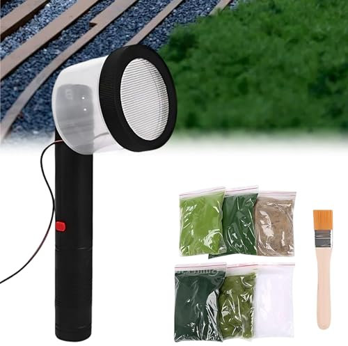 Kensbro Mini Static Grass Beflockung, 6 Colors Mini-Applikator für Beflockungsmaschine mit Reinigungsbürste, ABS Applikator mit Antirutschgriff für DIY Scenic Modeling Sand Table