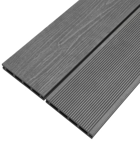 YOEVU - Lama de Composite WPC 2,2m x 14,5cm x 2,2cm, 0.32m², Resistente, Duradera para Terrazas y Exteriores, Gris