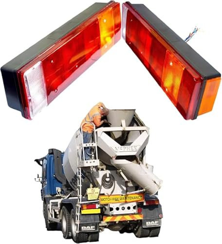 APSMOTIV Rücklicht für LKW, Anhänger, Blinker, Bremslicht, Bremslicht, Bremslicht, 12 V, Rot-Bernstein-Weiß, wasserdicht, geeignet für schwere LKW-Lichter, DAF, Scania, LKW, universell