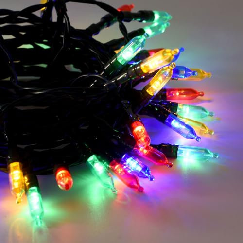 Catena luminosa a LED luci di Natale vintage a batteria (NON INCLUSE) da interno ed esterno IP44 e controller 8 giochi luce atmosfera natalizia feste halloween (Luce Multicolor)