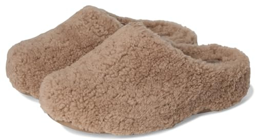 Fitflop Zuecos Shuv rizados de oveja para mujer, marrón, 37 EU
