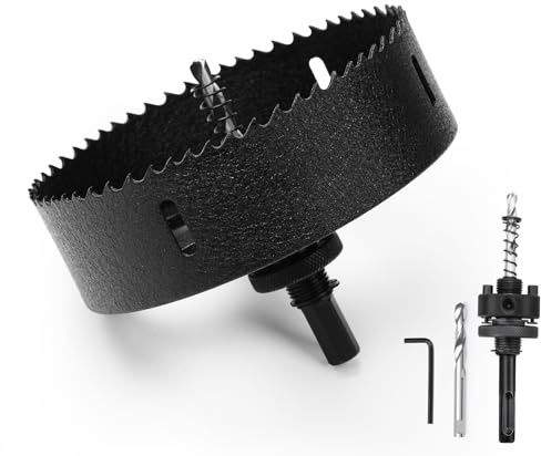 Scie cloche - 145 mm - bi-métal - Avec tige SDS plus et tige hexagonale - Couronne de forage pour bois, placoplâtre, métaux fins, plastiques
