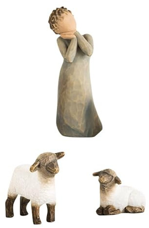 Krippenset Born Scene Willow-Tree Figur, Figuren Krippe Harz, Weihnachtskrippe mit Figuren, Figuren Weihnachtskrippe, Figuren Krippe Harz Heilige Familie, Dekoration (A-3 Stück)