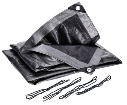 Lona Profesional de 5 x 6 m, 260 g/m², con Ojales (50 cm de Distancia), Impermeable, Resistente a los Rayos UV, Lavable, Lona de protección, Cubierta de Madera, para Muebles de jardín, Barco, Piscina