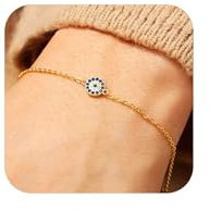 ZAULER Evil Eye Bracelets for Women, 14K Gold Plated Dainty Evil Eyes Bracelet Jewelry Gift, Bracelet Mauvais Oeil Pour Femme