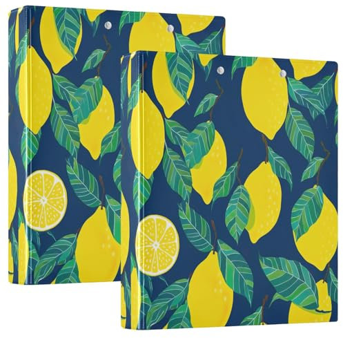 Erstellen Sie ein 3-Ringbuch mit lebendigen gelben Zitronen und Grün, 3,8 cm, flexible D-Ringbücher mit Taschen, 3-Ringbücher für Schule, Uni, Büro
