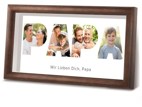 LUCKOR Weihnachtsgeschenke für Papa, Personalisierte Geschenke für Papa von Tochter Sohn Kindern, Papa Geschenk für Weihnachten Vatertag Geburtstag, Papa LED Bilderrahmen, Geschenkideen für Vater