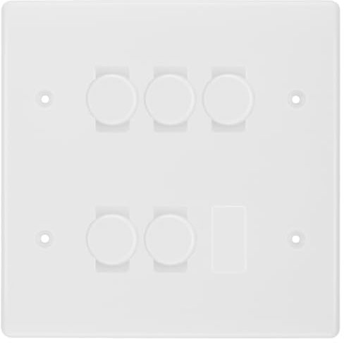 BG White Moulded 5 Gang Trailing Edge LED Dimmer Light Switch 2 Way Custom Switch