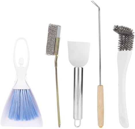 BOXOB 5pcs Bird Cage Cleaner Set, Stainless Steel Cleaning Brush Droppings Remover & Scraper Tools for Small Animal Parakeet Hamster Rabbit Bird Cage Accessories